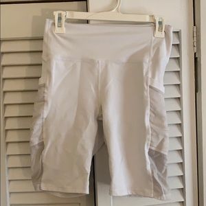 White Fabletics biker shorts